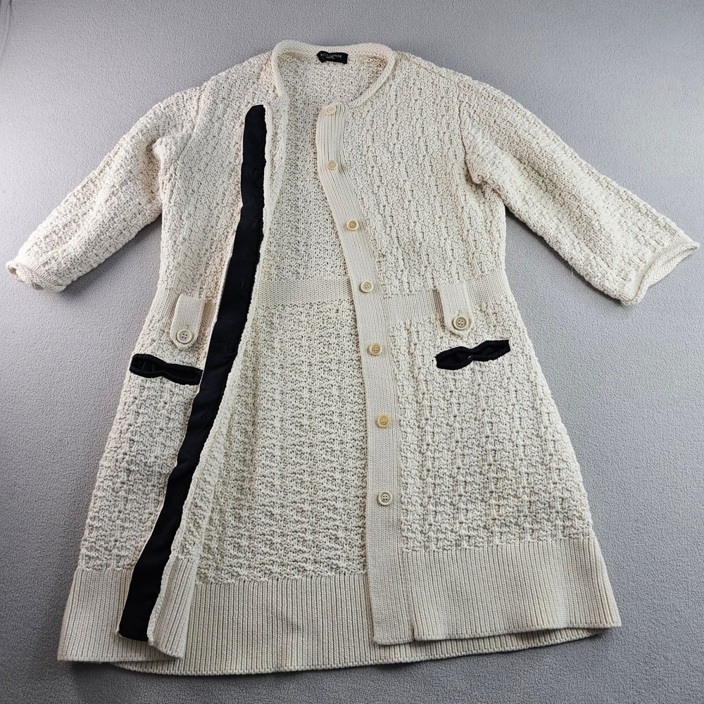 Piazza‎ Sempione Textured Knit Cardigan Sweaters Women's Cream Button Front - Picture 3 of 13